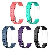 Letsfit Replacement Bands Fitness Tracker ID130HR, Adjustable Replacement Straps (Black, Grey, Green, Purple, Coral)
