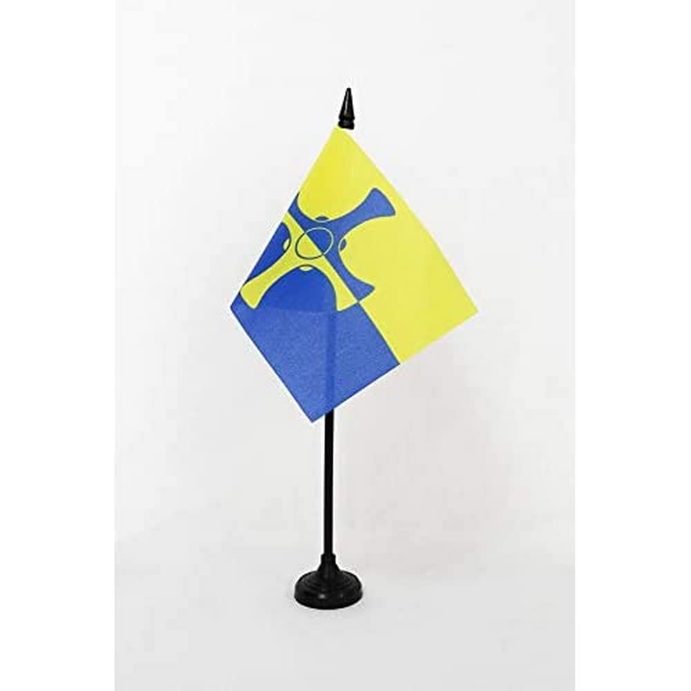 AZ FLAG - Durham New county Table Flag 4'' x 6'' - Durham New county Office Mini Banner 100% Polyester 15 x 10 cm - Mini Desk Flag with 10'' Pole and Black Plastic Base