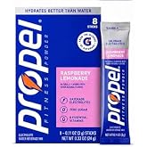 Propel Zero Sugar Electrolyte Drink Mix, Raspberry Lemonade, 8 Servings Tub | Enhanced water beverage powder with vitamins, No Added Colors or Artificial Flavoring, ideal for refreshing daily hydration