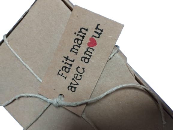 50 Fait Main avec Amour Kraft Cards (French) for Your Crafts