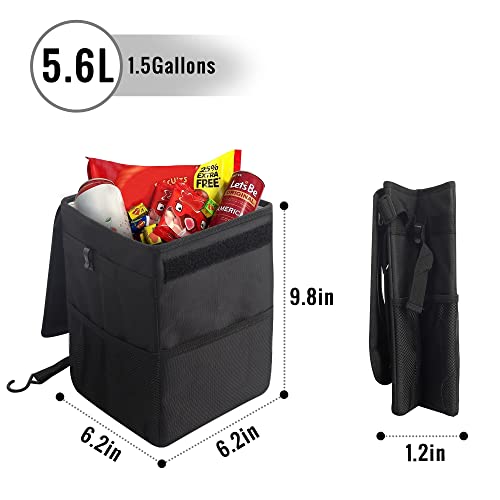 Jizfmion Car Trash Can Collapsible Waterproof and Leak-Proof Liner Washable Car Garbage Can Hanging in The Car Front Headrest and Behind The Console Use(Small)