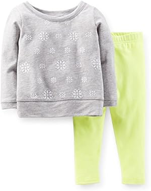 Girl's 2 pc L/S Heather Shimmer Top & Yellow Legging Set
