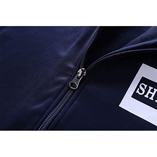 MANTORS Men's Full Zip Tracksuit Casual Jogging Sweat Suits D75 Blue 2XL