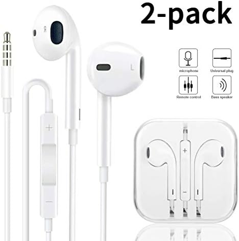 Headphones/Earphones/Earbuds/Headsets 3.5mm with Stereo Mic&Remote Control Compatible with iPhone 6s/ 6 Plus/ 5s/ 5c/ 5/ 4s/ SE iPad/iPod 7/ Samsung/Galaxy- White