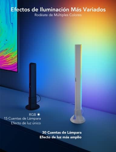 Barras de luz RGBIC, 38cm com pérolas duplas e WiFi - com múltiplas opções de colocação adequadas para televisores de 45-70 polegadas, funcionam com Alexa e Google Assistant, cor branca