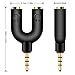AFUNTA Audio Stereo Splitter Kit for Headset, U Shape 3 Pin 3.5mm Jack to 2 Headphone + U Shape 4 Pin Adapter to 2 3.5mm 4 Pin Earphone with Mic for Phones, Computers, MP3, Tablet, Etc.