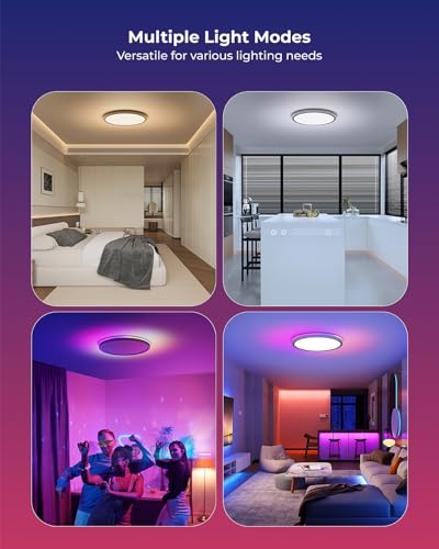 Matane Smart Ceiling Light RGB, LED Ceiling Light Dimmable 24 W, 16 Million DIY Colours, Compatible with Alexa & Google Assistant, RGB Ceiling Light LED for Living Room, Bedroom, Children's Room