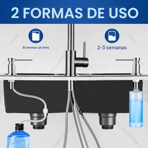 CEICPA Soap Dispenser for Kitchen, Soap Dispenser for Sink with 500 ml Bottle and 1.2 m Extension Hose, 360° Rotating Pump, Brushed