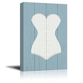 Canvas Wall Art - Woman Lingerie on Vintage Wooden Background - Giclee Print Gallery Wrap Modern Home Art Ready to Hang - 12x18 inches