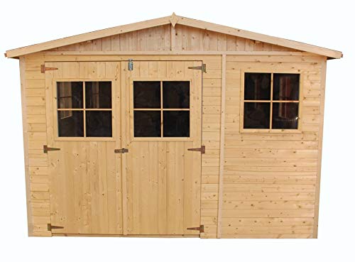 TIMBELA M337 ABRI de Jardin en Bois Exterieur - Chalet en Pin/épicéa- 518x320 cm/15 m²