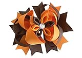 Thanksgiving Fall Large Boutique Hair Bow Toddler Girl Brown Orange