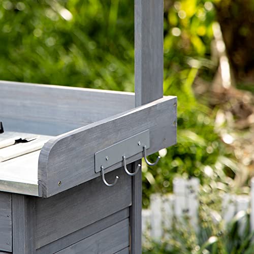 Outsunny Garden Potting Bench Table with Lockable Storage and