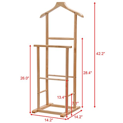 Wood Valet Stand Coat Rack Executive Clothes Suit Hanger