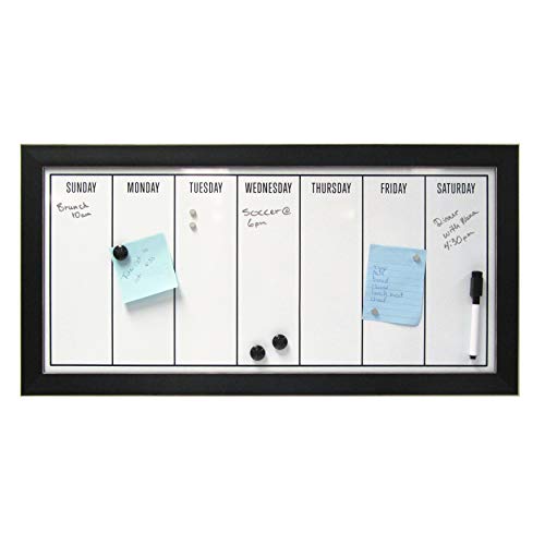 DesignOvation Wyeth Framed Dry Erase Weekly Calendar, Black Pricepulse
