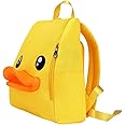 B.Duck Kids Backpack for Boys Girls Preschool Bookbags 3D Cartoon Yellow Duck Daycare Toddler Bags