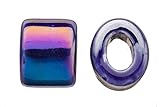 4pcs Spectrum Sapphire Porcelain Slider Beads for Licorice Leather - Oval Ring Style Glaze Finish 16x15.5mm