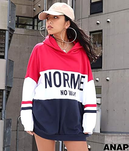 Amazon Anap アナップ ワンピース バイカラーフーディーチュニック レッド F レディース ワンピース チュニック 通販