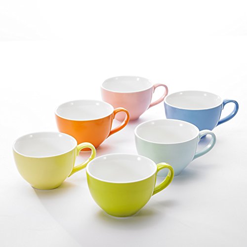 Panbado 6-Piece 5" 13.5 oz Porcelain Glazed Coffee Mugs Tea Cups of 6 Colors