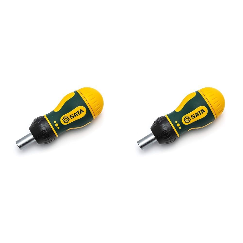 SATA ST09348 6In1 Stubby Ratcheting Screwdriver Set with Smooth Ratcheting Mechanism and Three Settings (Pack of 2)