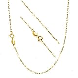 18K Gold Flashed Sterling Silver 1.2mm Very Thin Italian Cable Chain Necklace All Sizes 14
