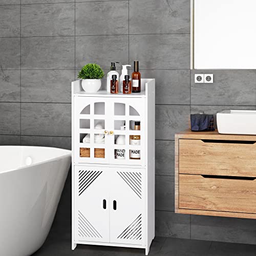 Bathroom Floor Storage Cabinet,Waterproof Bathroom Cabinets,White Storage Unit with Door,Floor Standing Cabinet Unit ,Home Storage Furniture Organizer Unit for Office Living Room Kitchen Entryway