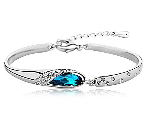 Karatcart Platinum Plated Blue Crystal Kadaa Bracelet For Girls