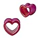 BodyJ4You 4PC Ear Plugs Heart Tunnels Glossy Black Pink Acrylic 0G Double Flare Expanders