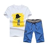 xzbailisha Mens 2 Piece Outfits Sportswear Cartoon Print Short Sleeve Shirt and Shorts Set Joggers Tracksuit