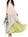 Allbebe Cotton Embroidery Fake Two Piece Linen Long Dress_XL_Grey&Green