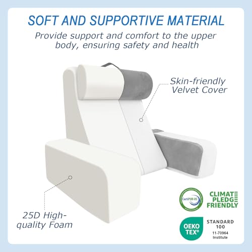 HOMCA Reading Pillow for Bed and Sofa with Removable Neck Pillow and Armrests, Pillows for Reading/Relaxing/Watching TV, with Pocket and Washable Cover (38x47x57cm)