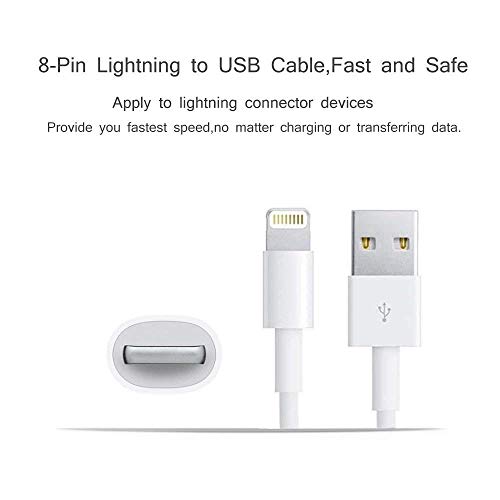 CaseyPop Phone Charger, 2 Sets Phone Charger Cable USB Wire Data Sync Charging Cord Compatible with iPhone X/8 Plus/7 Plus/6s/6 Plus/6s Plus/5/5s/5c/XS/XR/XS Max/iPad/iPod [White] - Thumbnail 2