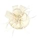 Sinamay Feather Fascinators Womens Pillbox Flower Derby Hat for Cocktail Ball Wedding Church Tea Party Ivory Color