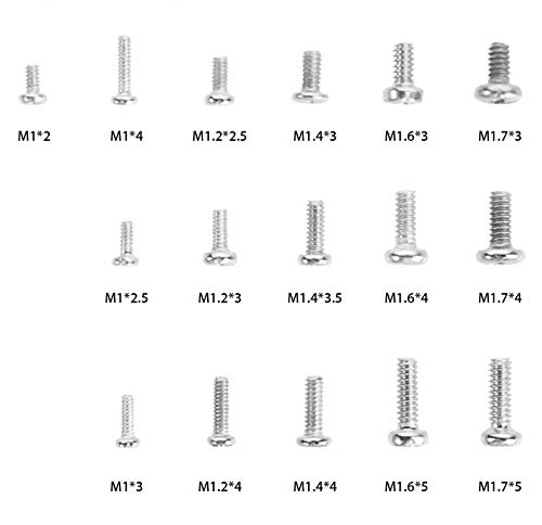 HanTof 800pcs 16 Kinds M1 M1.2 M1.4 M1.6 M1.7 Small Screws,Micro Screws, Tiny Screws Assortment Kit
