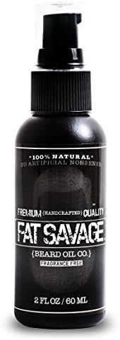 Fat Savage Premium Fragrance Free Beard Oil &amp; Leave-In Conditioner (2oz) – All Natural Coconut Oil Based Moisturizer w/ Argan &amp; Jojoba – The Best Grooming Product for a Soft Beard