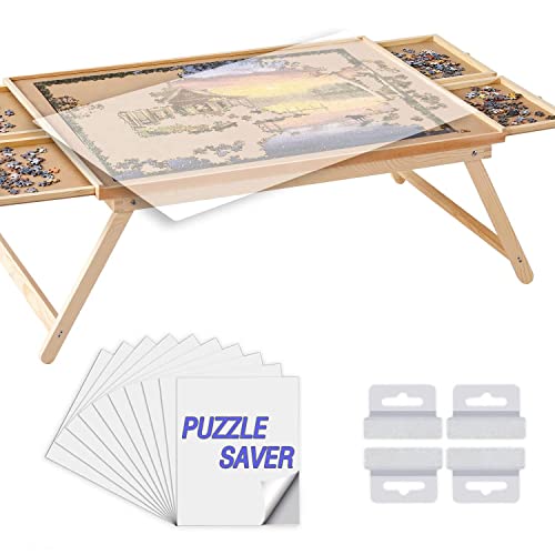 1500 Piece Puzzle Board, 34" x 26" Wooden Jigsaw Puzzle Table with
