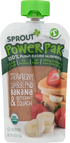 SPROUT ORGANICS SUPERBLEND WITH STRAWBERRY BANANA AND BUTTERNUT SQUASH, 4 OZ POUCH