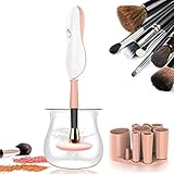 Makeup Brush Cleaner - Rantizon Automatic Cosmetic Brushes Cleaning Machine with 360 Degree Rotation, Professional Makeup Brush Cleaning Tool, Cleans and Dries with 8 Rubbers
