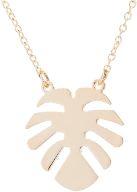 Gold Monstera Leaf Pendant Necklace Hawaiian Palm Leaf Necklace Summer Jewelry