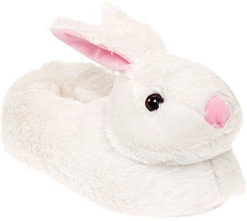 Silver Lilly Classic Bunny Slippers - Plush Animal Slippers (White, XXL)