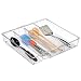 mDesign Adjustable, Expandable 4 Compartment Kitchen Cabinet Drawer Organizer - Divided Sections for Cutlery, Serving Spoons, Cooking Utensils, Gadgets - BPA Free, Food Safe - Clear