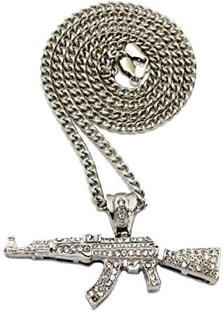 HAND GUN PENDANT BOX, ROPE, CUBAN CHAIN 