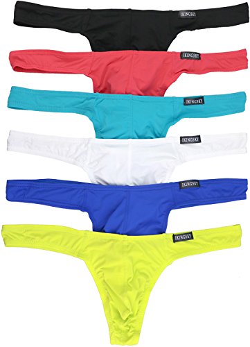 iKingsky Men s Sexy Comfort G-string Sexy Low Rise Thong Pack of 6 (Large, Colors 1)