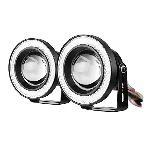 ESUPPORT 2Pcs 2.5″ 12V 30W COB LED Fog Light Projector Car White Angel Eyes Halo Ring DRL Lamp Headlight Driving Bulbs