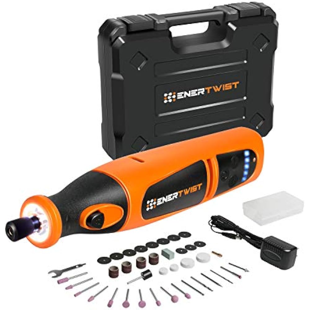 EnerTwist 8V Max Cordless Rotary Tool Kit LithiumIon Battery Powered
