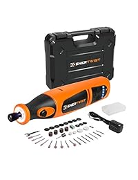 Enertwist - Kit de herramientas de 8 V sin cable y con batería de litio de velocidad variable con LED delantero y 40 accesorios para pequeños proyectos de corte grabado para lijado, ET-RT-8