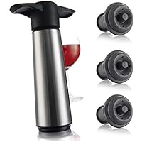 Vacu Vin Stainless Steele Wine Saver (Stainless Steel Pump + 3 Stoppers)