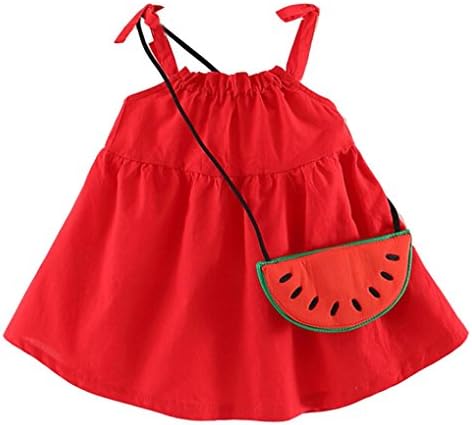 Winsummer Baby Girl Tutu Dress Toddle Summer Halter Sleeveless Cotton Dress Cross Body Mini Coin Bag 2 pcs Set (Red, 12M)