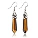 KISSPAT Real Natural Tiger's Eye Quartz Stone Healing Point Dangle Earrings