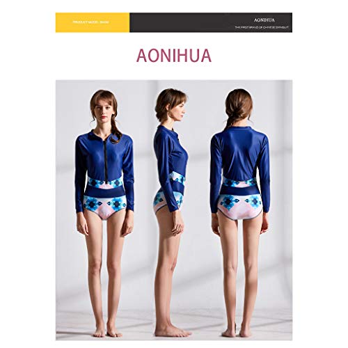 YEZIJIN Women Long Sleeve Surfing Diving Swimsuit One Piece Beach Bathing Suit Wetsuit top Long/Short Sleeve Blue