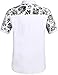 SSLR Men's Flowered Regular Fit Short Sleeve Button Down Shirts (X-Large, White Black)